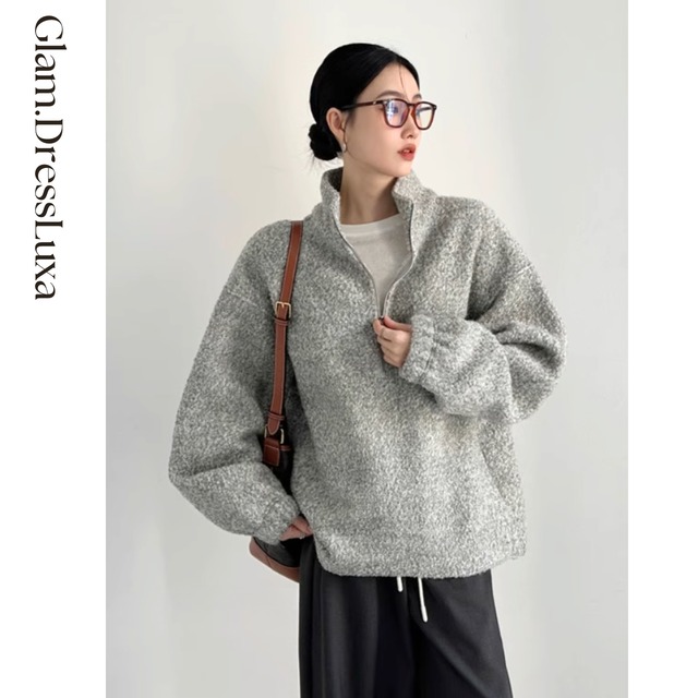 Wool Loop Half Zip Pullover_T1618