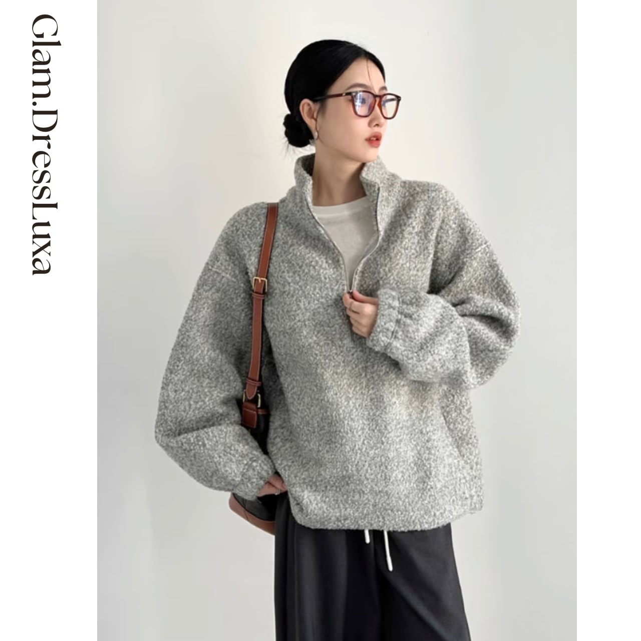 Wool Loop Half Zip Pullover_T1618
