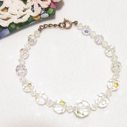 クリアガラスビーズのブレスレット　ヴィンテージブレスレット格安セール　K1250BR