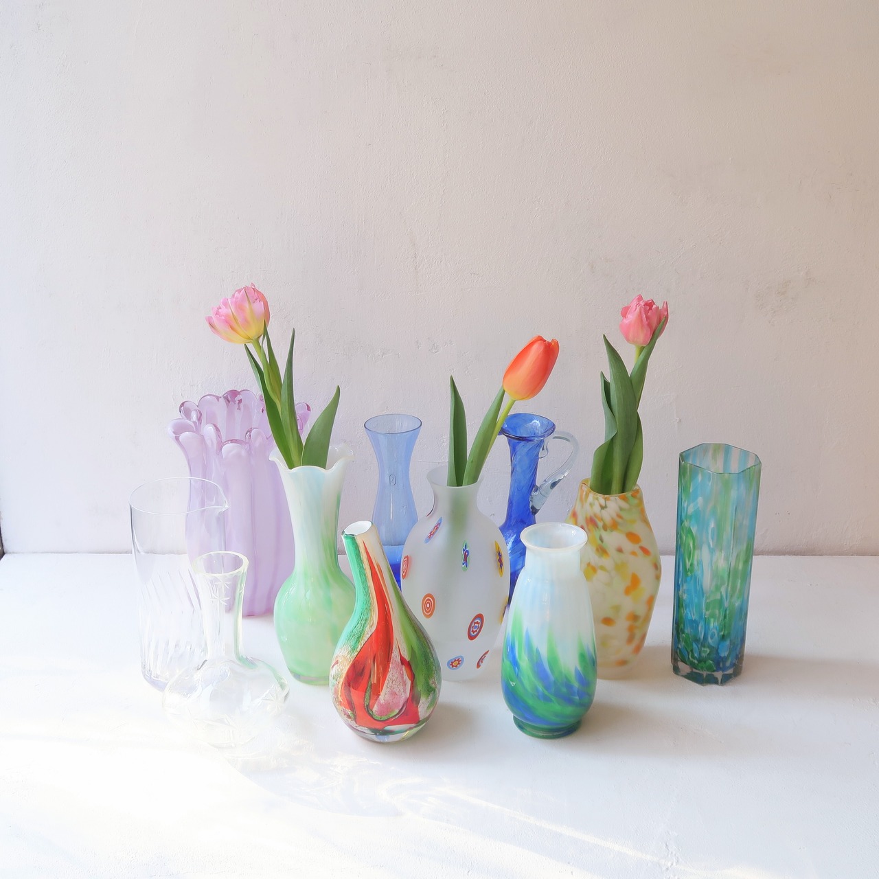 オレンジイエローマーブルの花瓶