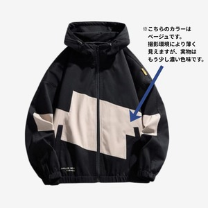Block color hooded jacket 0386