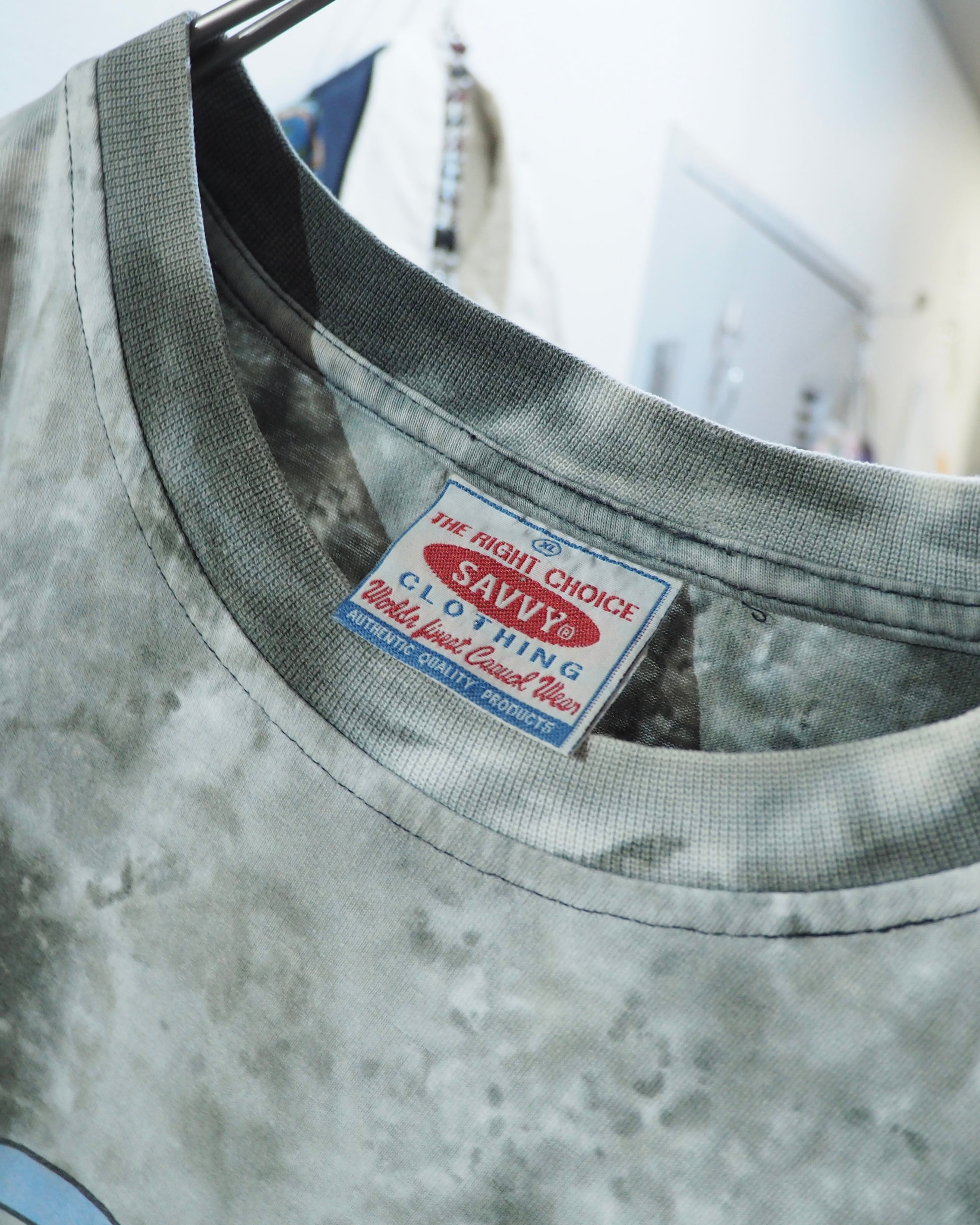 1990s ” Savvy ” Over Dyed × Logo printed vintage loose SS Tee
