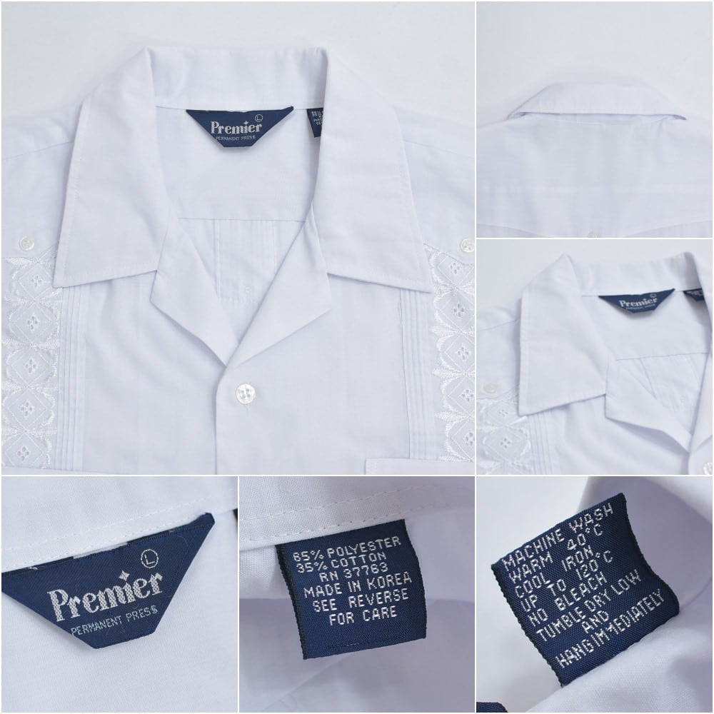 90s キューバシャツ cuba shirts ピンタック ホワイト サテン】cuba