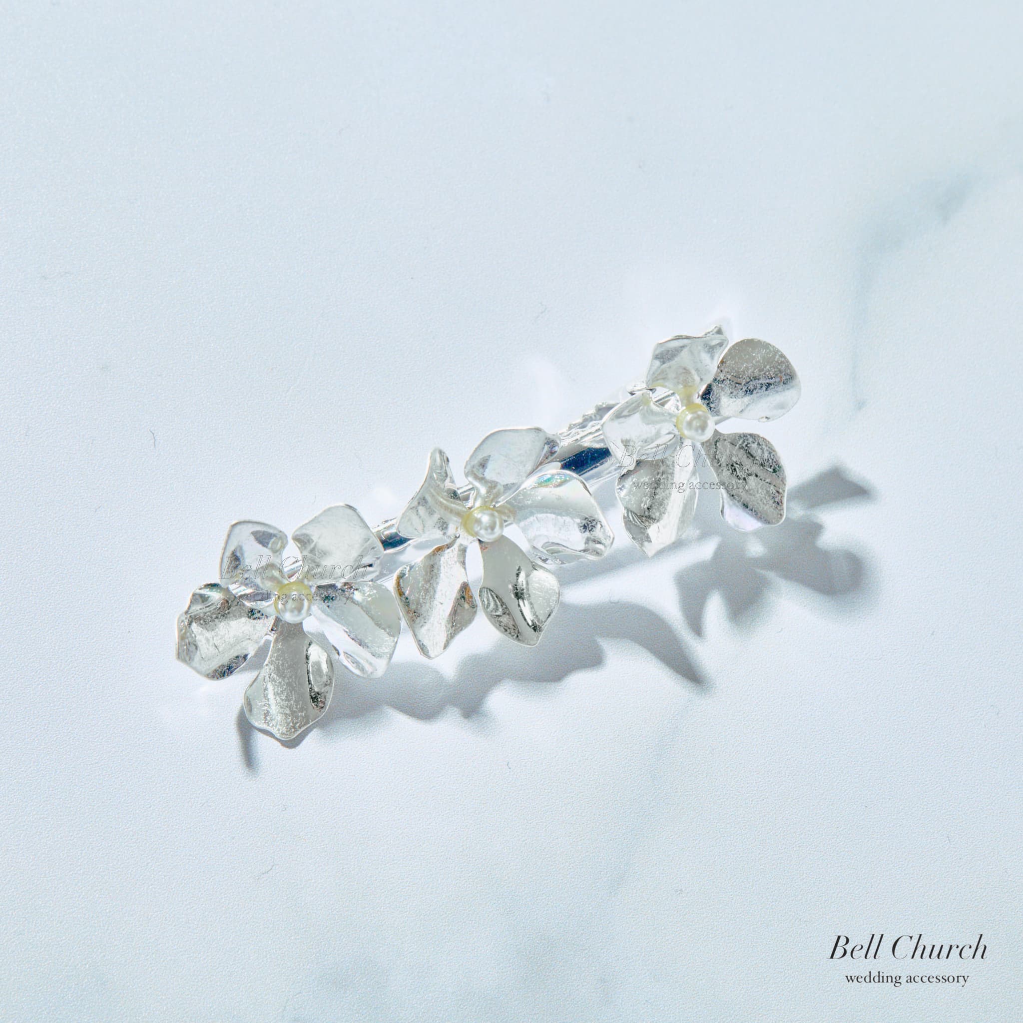 ブライダル ヘアクリップ パール フラワーお花 メタル ニュアンス