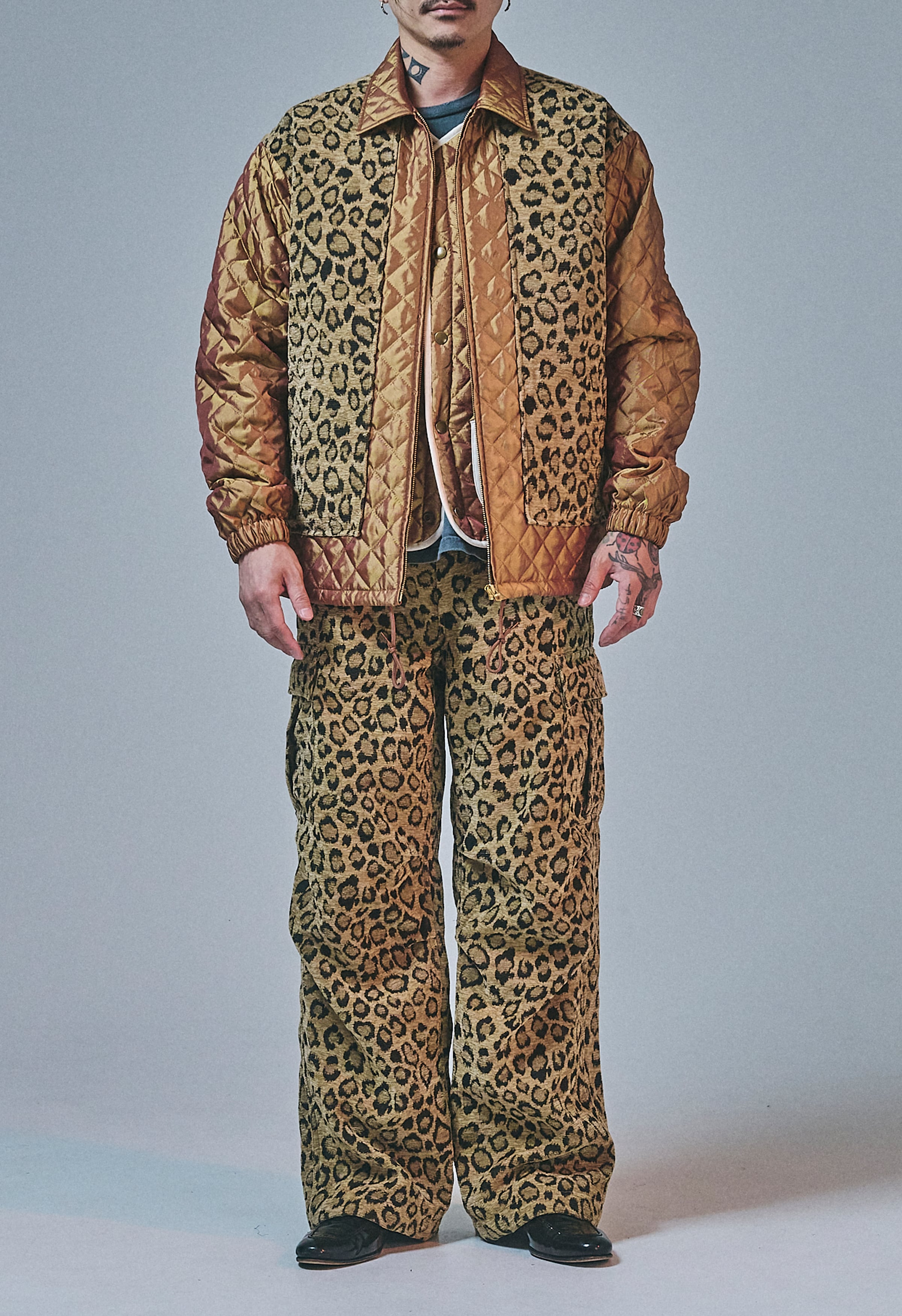 CHAMBRAY TWILL LEOPARD JACKET BROWN | TUITACI OFFICIAL ONLINE STORE