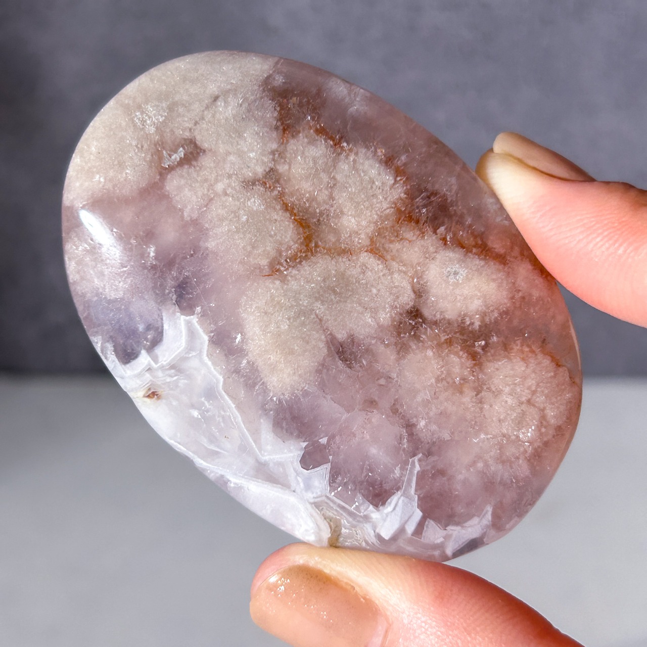 ピンクアメジスト・フラワーアゲート(桜瑪瑙) パームストーンA