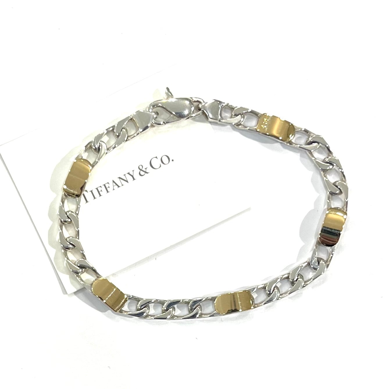 ティファニー シルバー925×K18ゴールド コンビブレスレット 艶感。18K 【TIFFANY&CO.】2592 コンビカラーブレスレット シルバー925