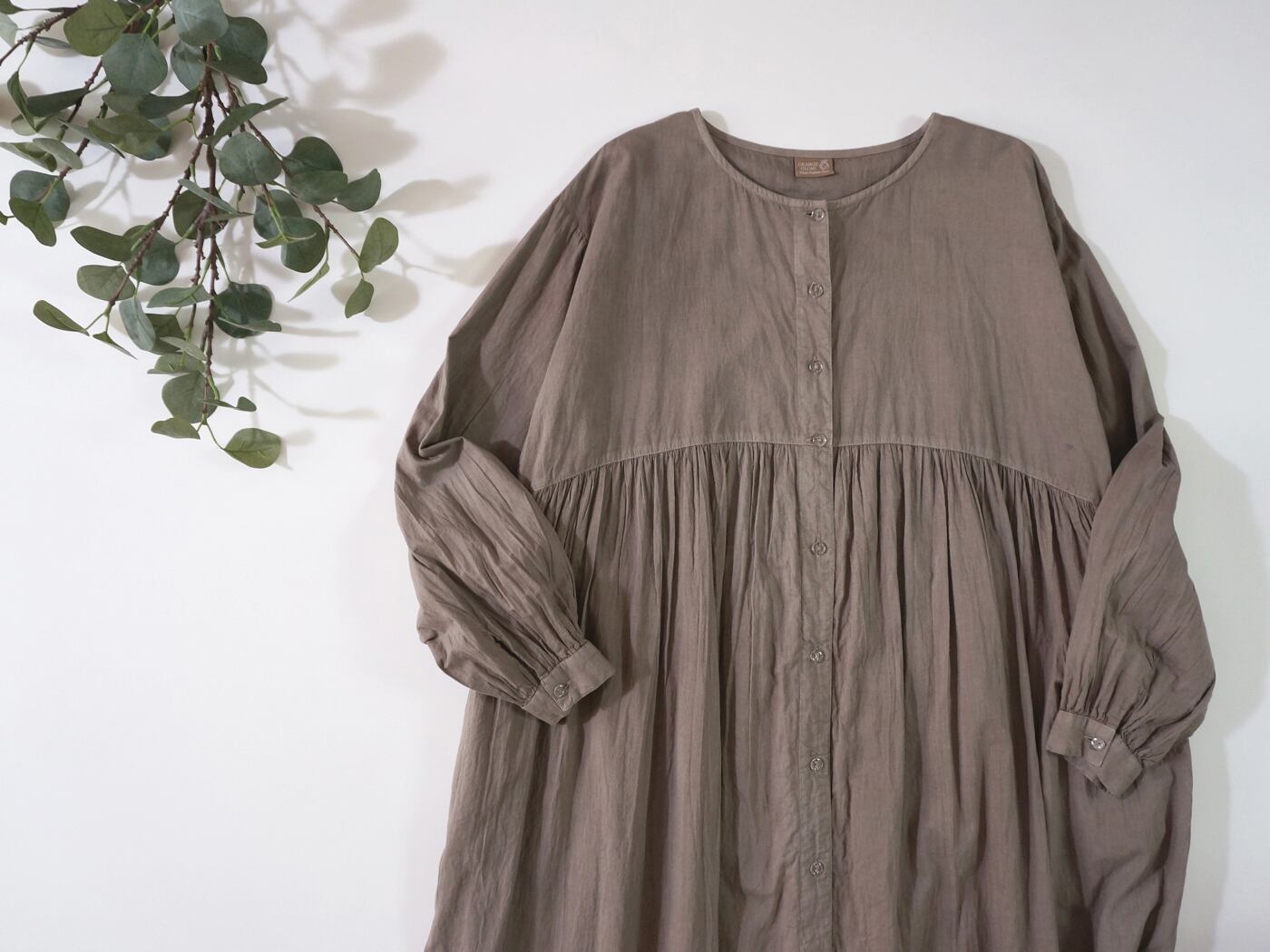 Cotton voile gathered dress