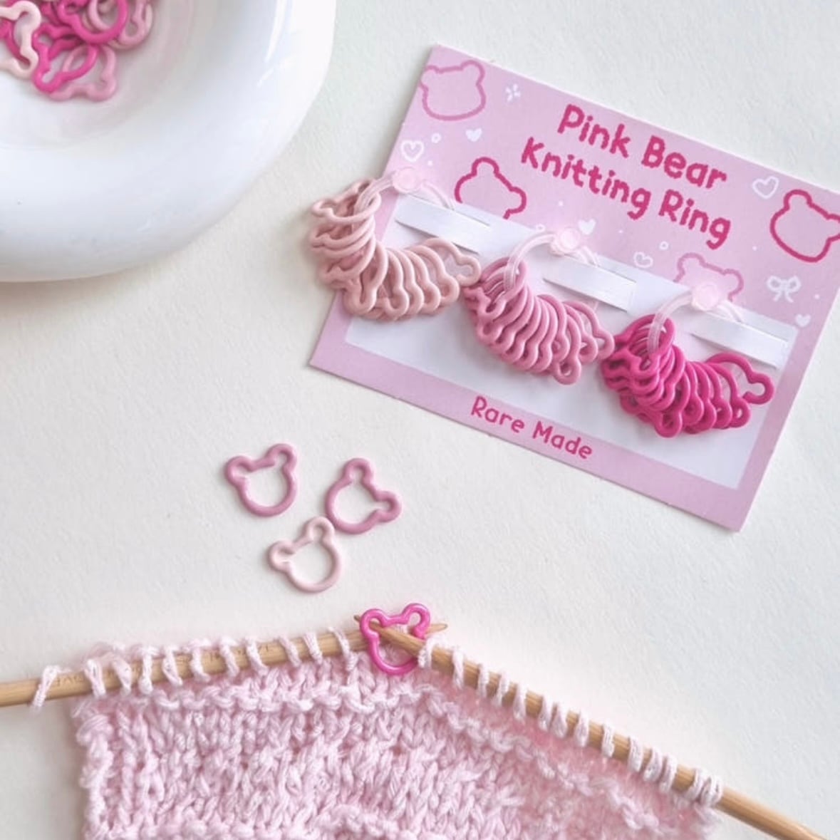 棒針編み用　目印リング　pink