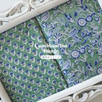 ブロックプリント生地【50cm単位】インド綿  花柄 グリーン×ブルー #45091-GR1