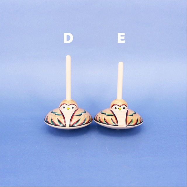 《 江戸独楽・前田良二 工人 》竹に雀　糸引き独楽（こま）