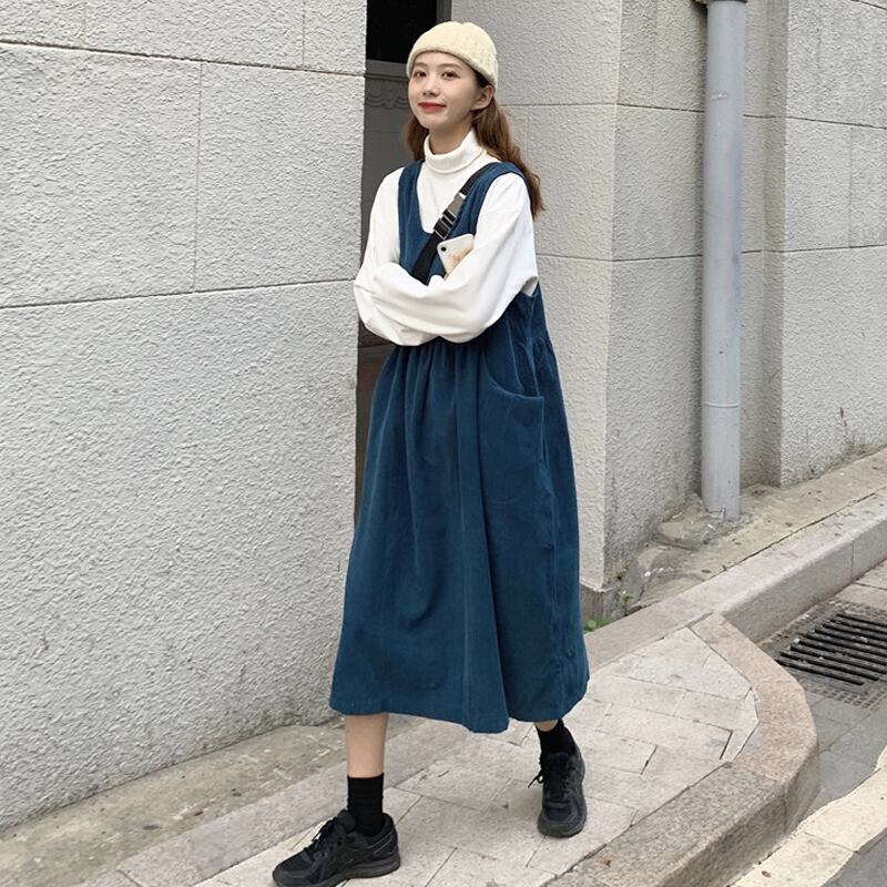 コーデュロイスカート スプリングオータムドレス スタイルロング 春物 秋物 スーパーモール63816515712