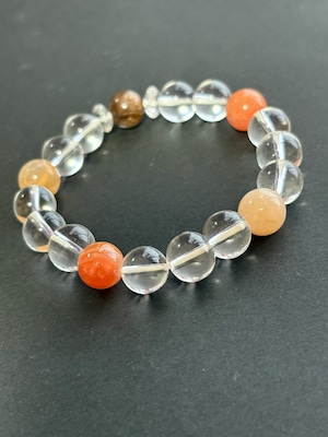 仕事運アップ☆ルチルクォーツ・竜紋ブレスレット約10mm玉内径16cm