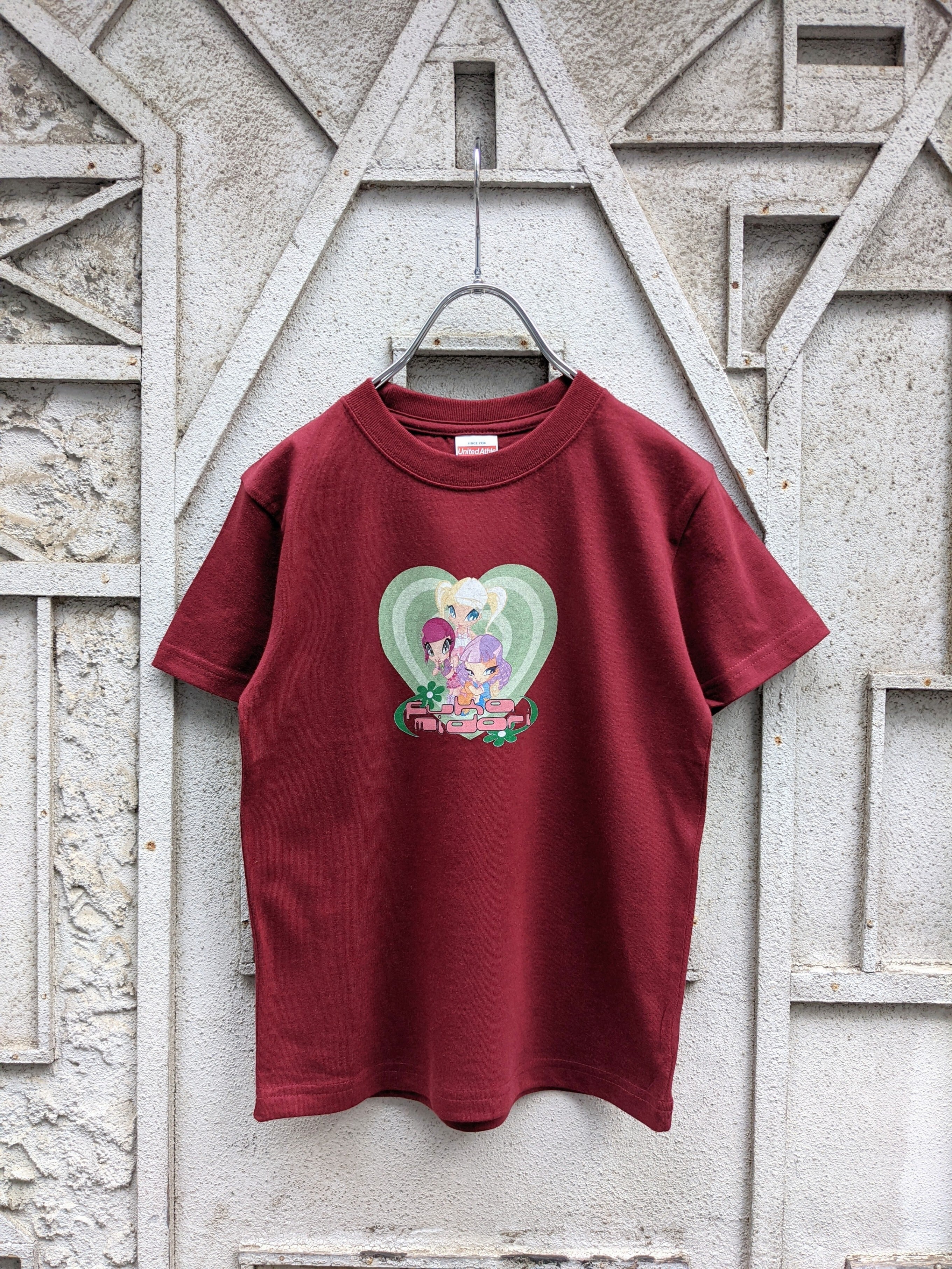 "深緑" original GAL print tee / WINE RED