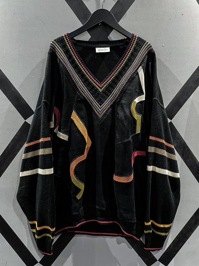 【X VINTAGE】Artistic Line Design Euro Vintage Loose Pullover Knit