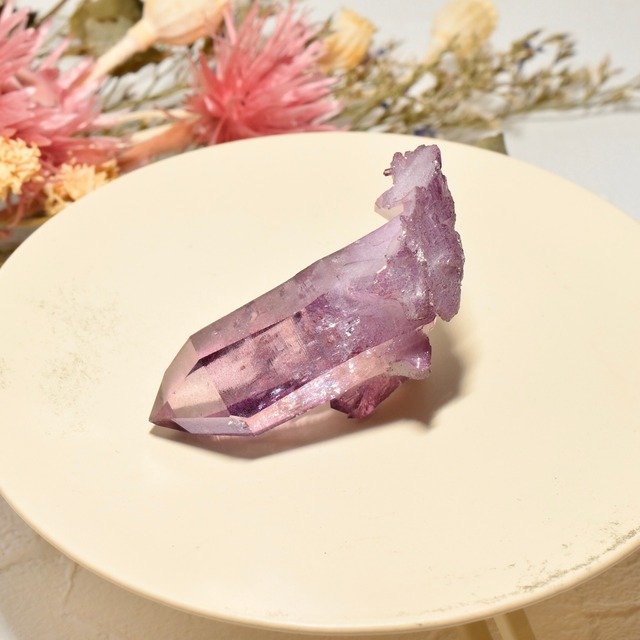 《虹入り》希少!高品質パープルオーラクォーツミニクラスター アメリカ・アーカンソー州産 POQ02