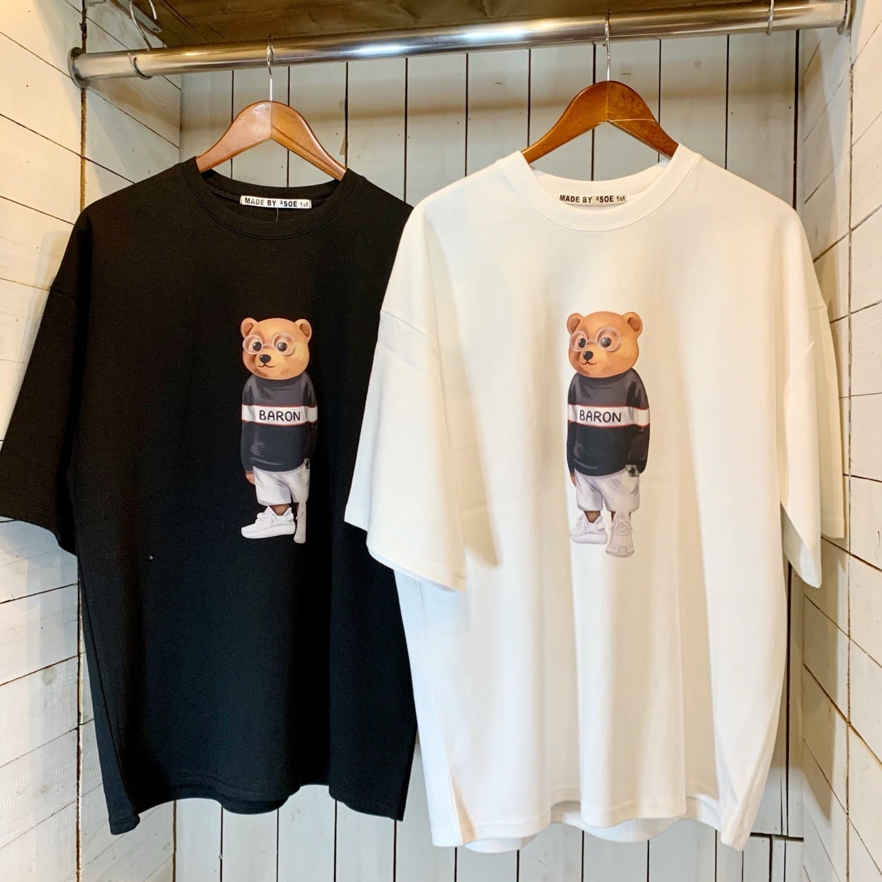 【BARROW】バックプリント ベアTシャツ VT-00504-1】 BARON BEAR PRINT CREW NECK T-SHIRT / バロン