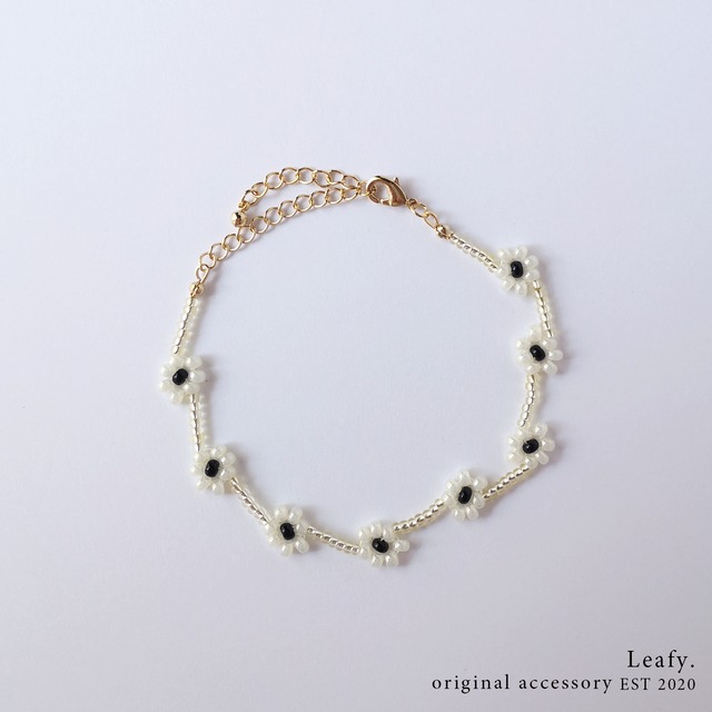 yellow & flower ビーズブレスレット ビーズアクセサリー イエロー 花 