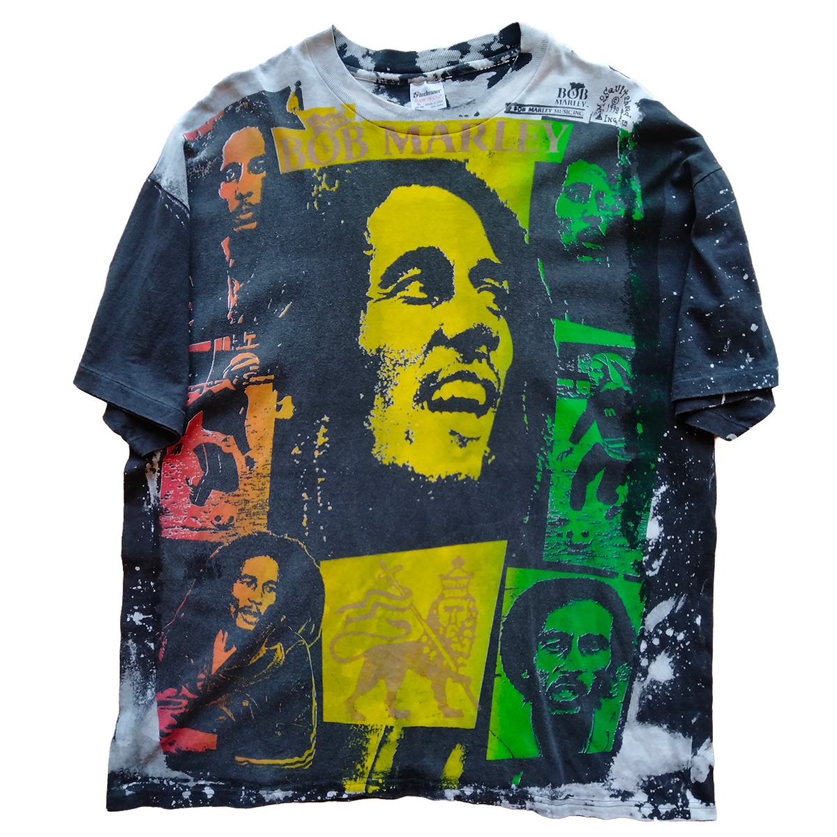 スクレップTシャツ ボブマーリー 中古品 スクレップ SCREP アロハシャツ メンズ M-XXL ブラック/マルチカラー