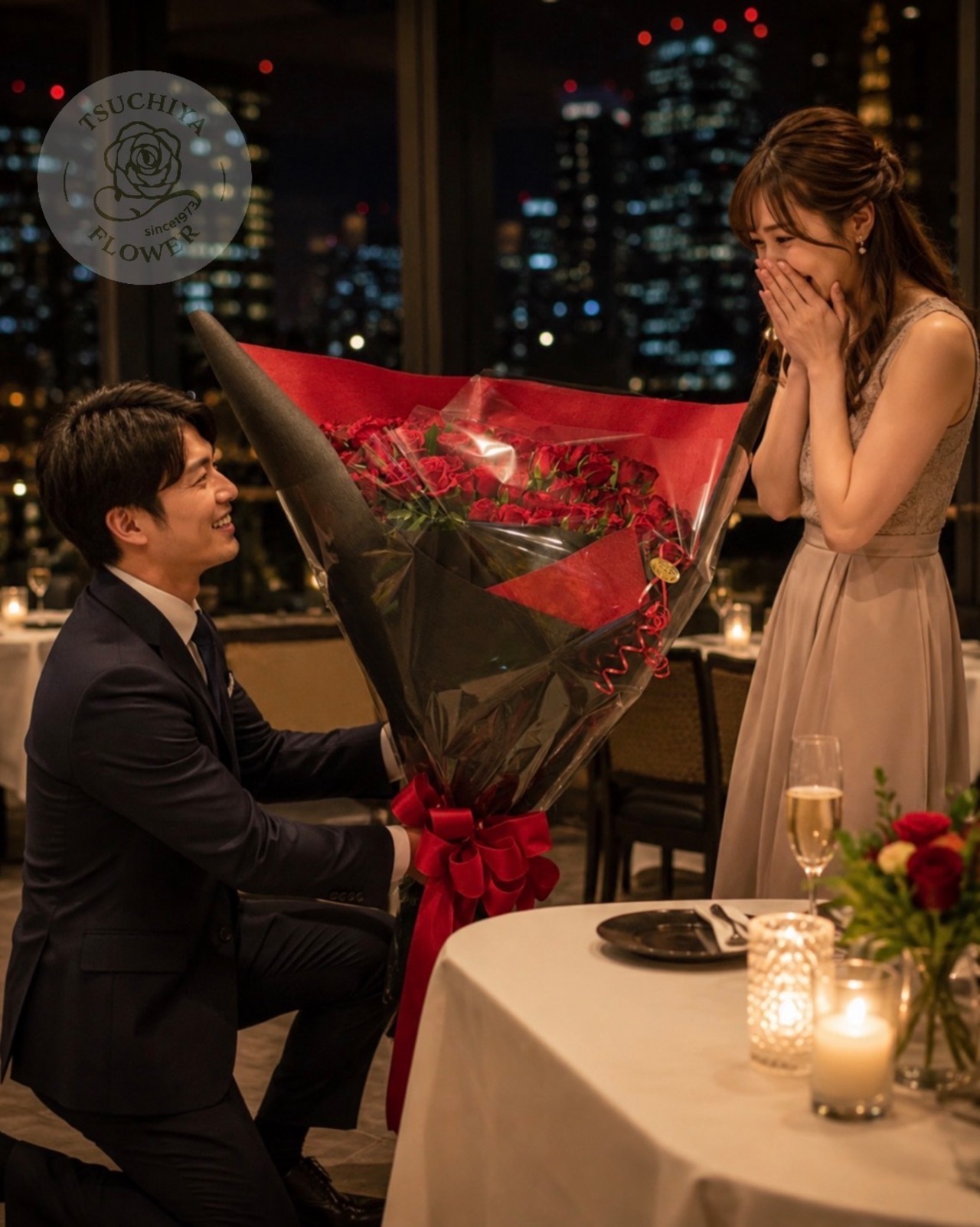 プロポーズ・告白の花束  最高級レベルの赤い薔薇の花束　50本