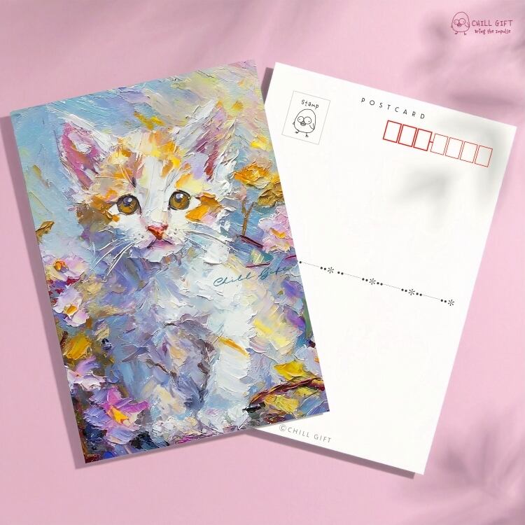 手のひらの中の絵画展~子猫とお花~ ポストカード はがき ハガキ 絵葉書