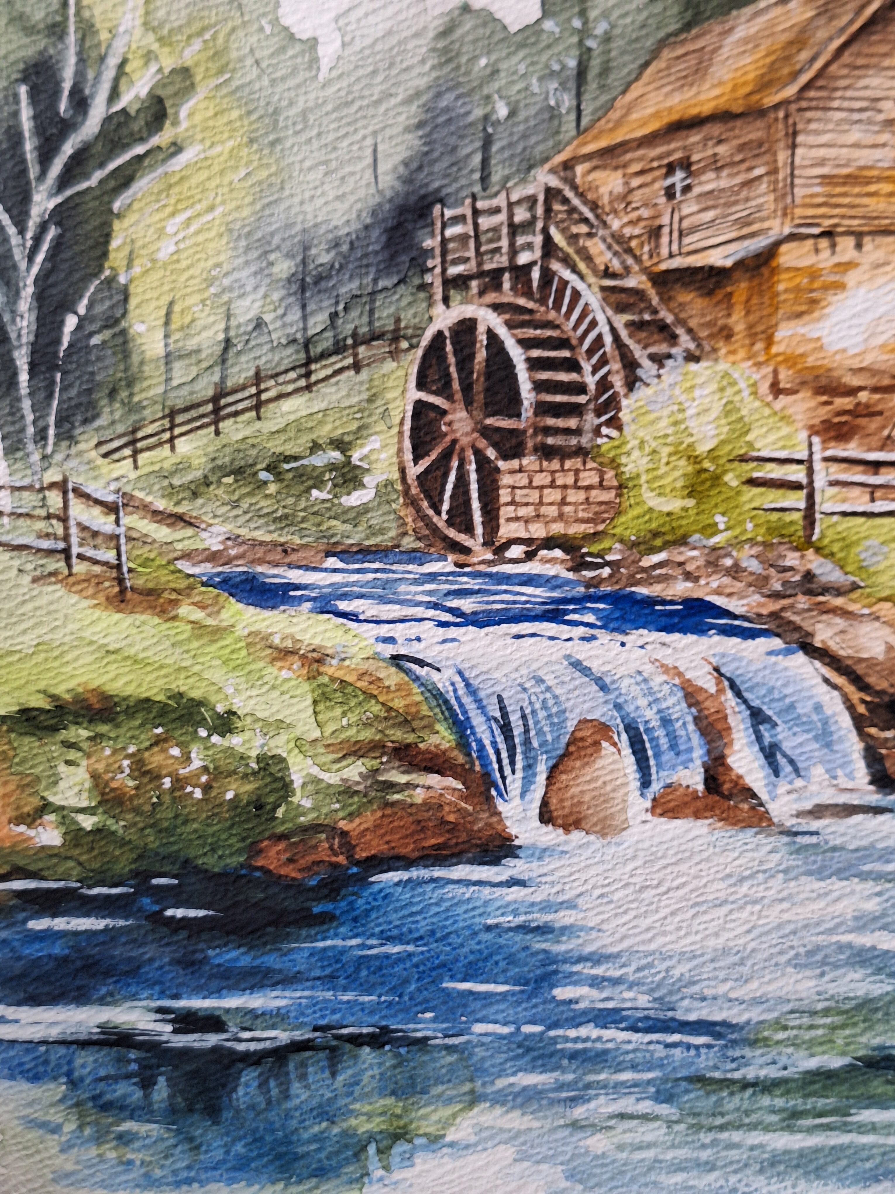 水彩画 水車小屋 | 工房 和み