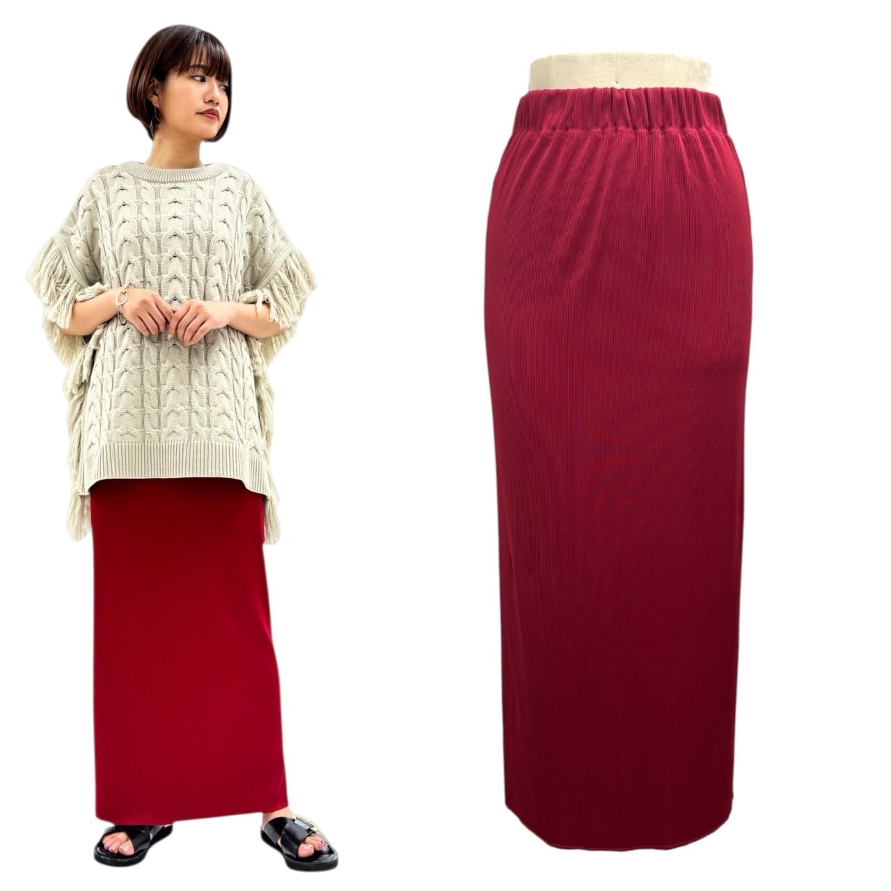 SALE【ayane】リブ生地ペンシルスカート 855727 アヤン | red earth