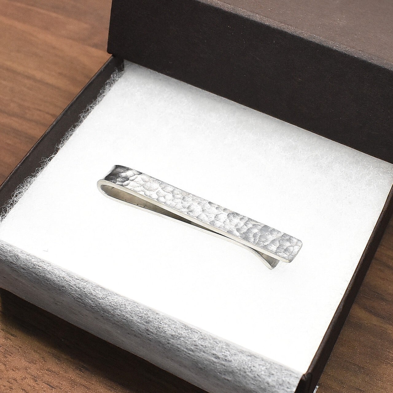 シルバー ネクタイピン クリップ式 槌目模様 オーダーメイドにもお勧め