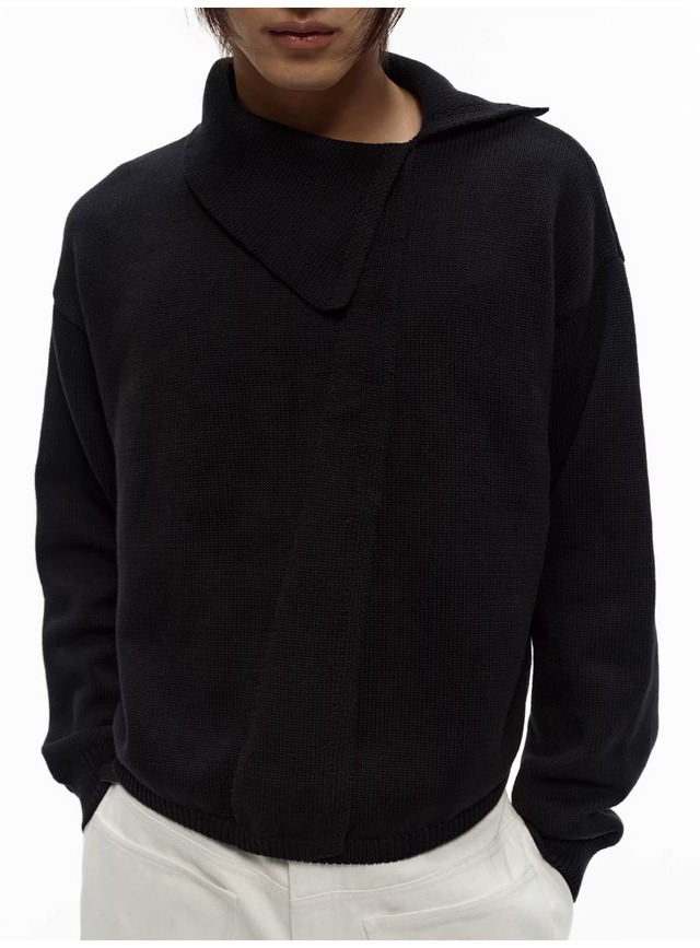 JCAESAR STUDIO Asymmetric Collar Knit Sweater