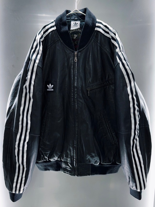 special “original re:make” vintage adidas × vintage leather jacket three stripe edition