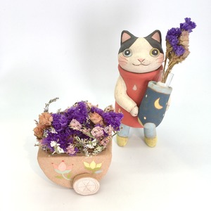 【月魚ひろこ】立体作品「ねこの花屋さん」＋ワゴン