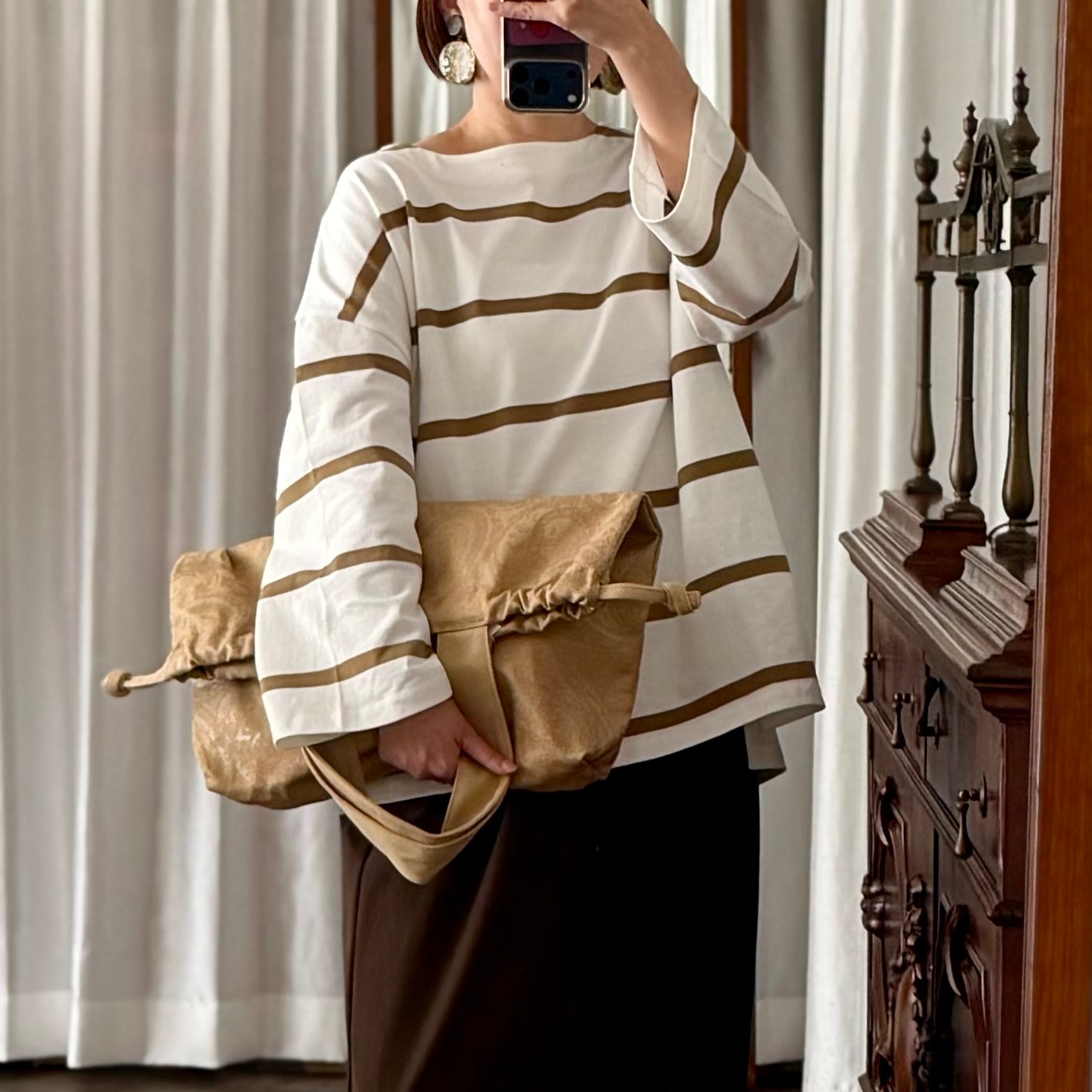 ★Border Long Sleeve Tee (Beige)