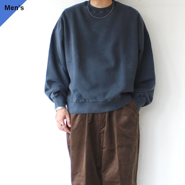 Siora アズマ裏毛100年起毛ピグメントスウェットクルー AZUMA-Brushed lining Pigment Sweat (P.Black Blue)