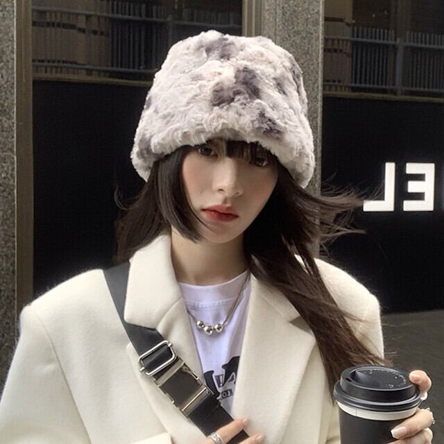 ハット バケットハット レディース 帽子 バケハ もふもふ ふわふわ 秋冬 あたたかい おしゃれ ニュアンスカラー こなれ感 スタイリッシュ ラビットフェイクファー ブラック/カーキ/グレー