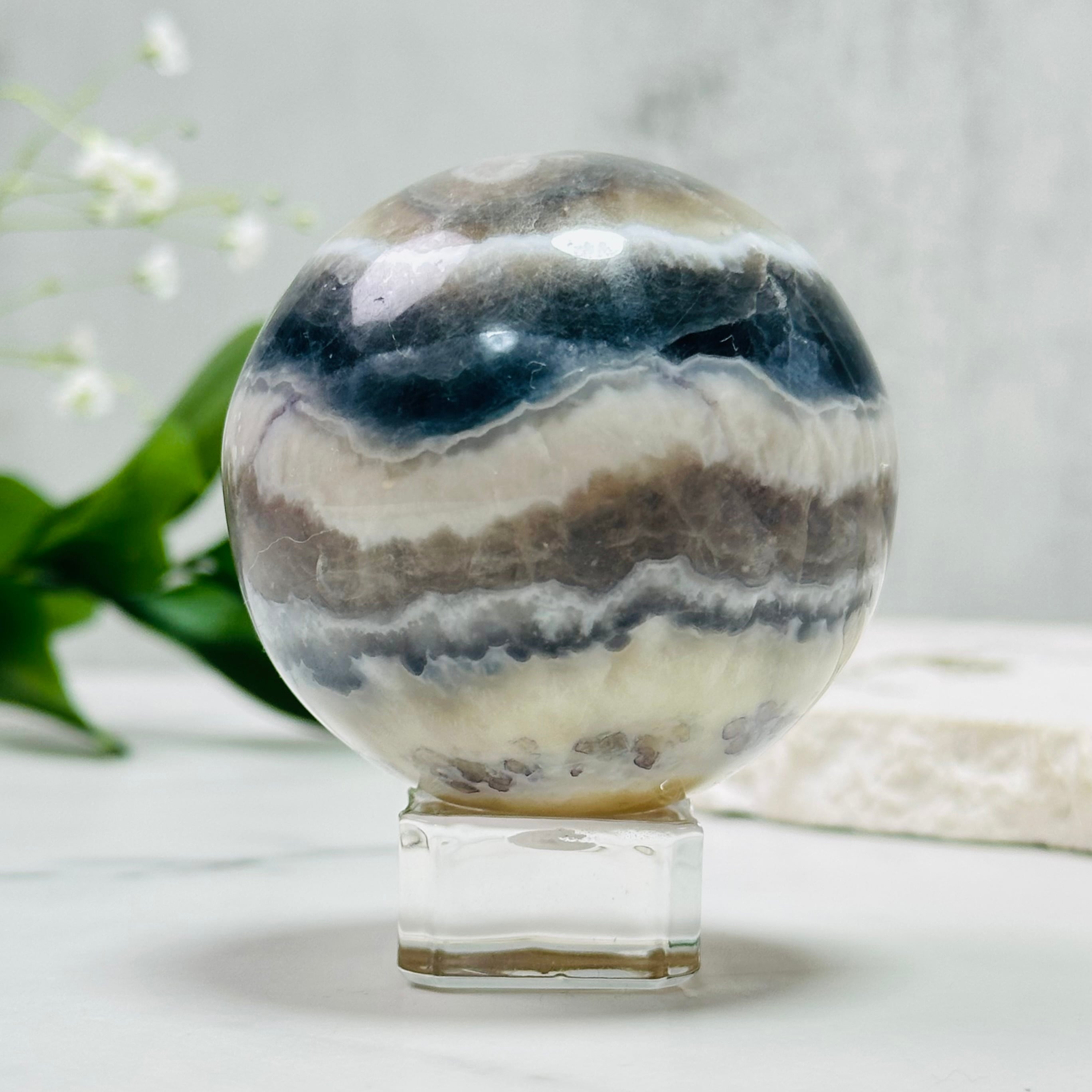 芸術的マーブル模様｜フローライトアゲートスフィア Φ56mm | Mt.Sophia
