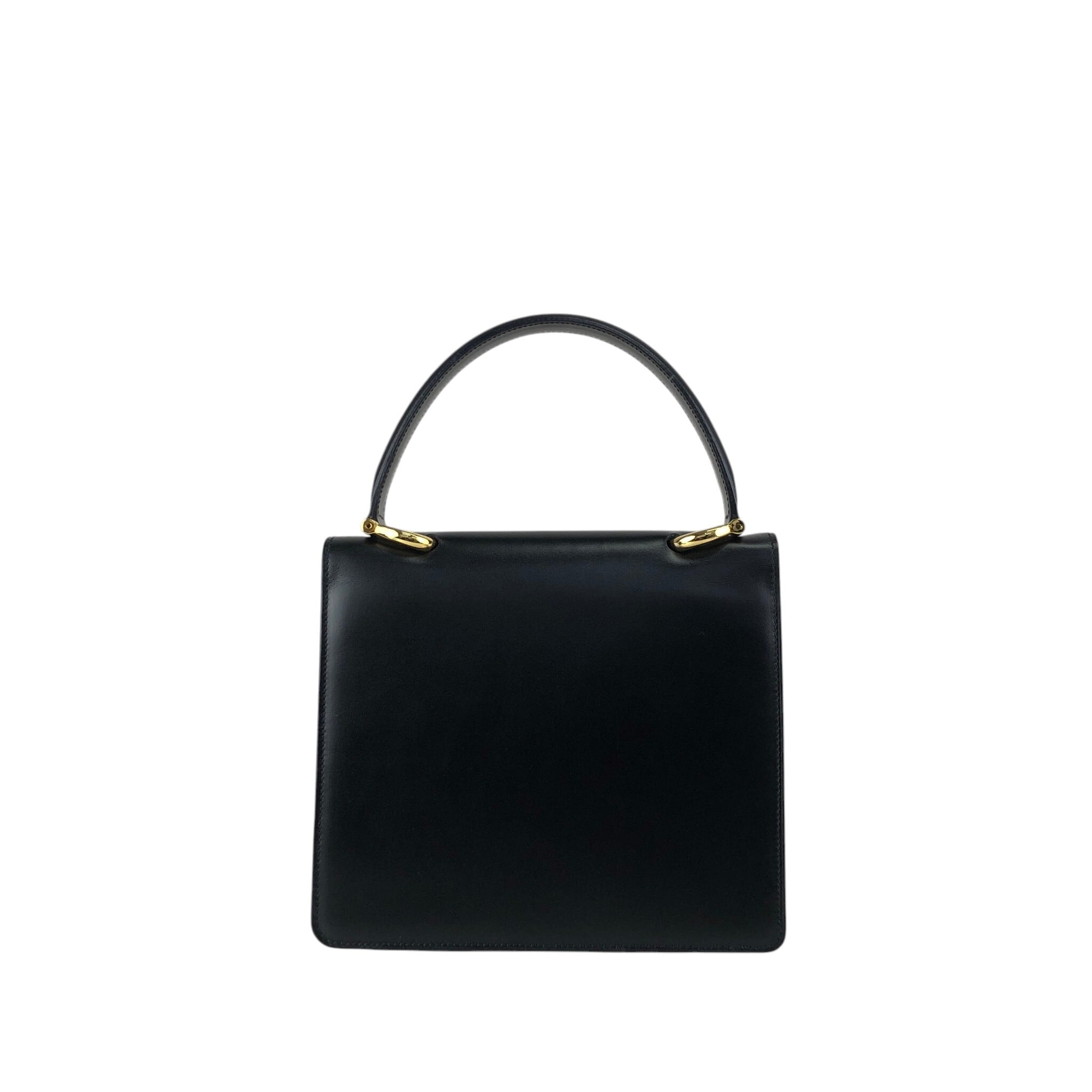 CELINE セリーヌ ハンドバッグ ブラック ガンチーニ レザー vintage