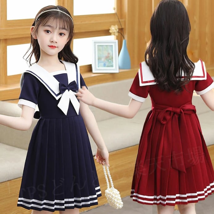 ワンピース キッズ 半袖 セーラー服 女の子 ワンピース キッズ 半袖