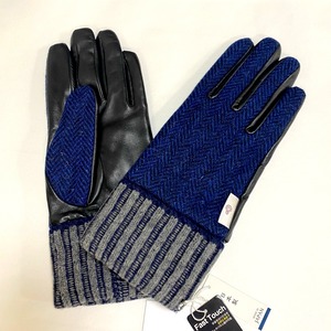 Lamb Leather × Harris Tweed Combination Glove　Navy
