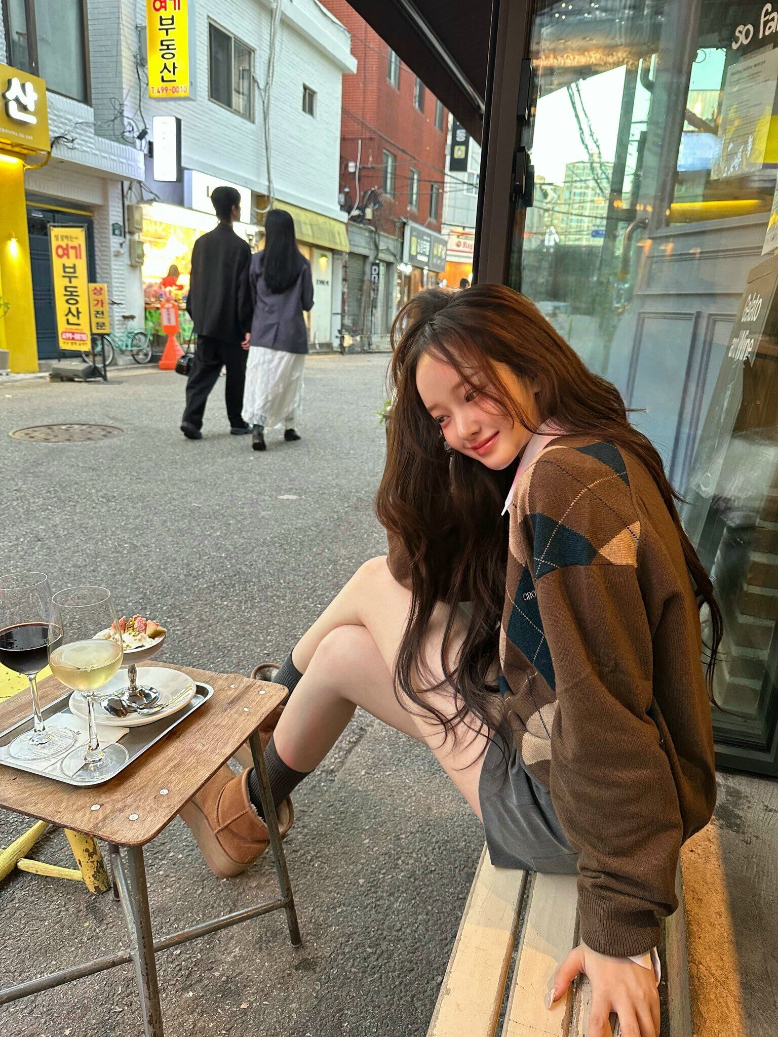 ☆IVE ユジン 着用！！【GROVE】MOMO ARGYLE KNIT (BROWN) | もごつ