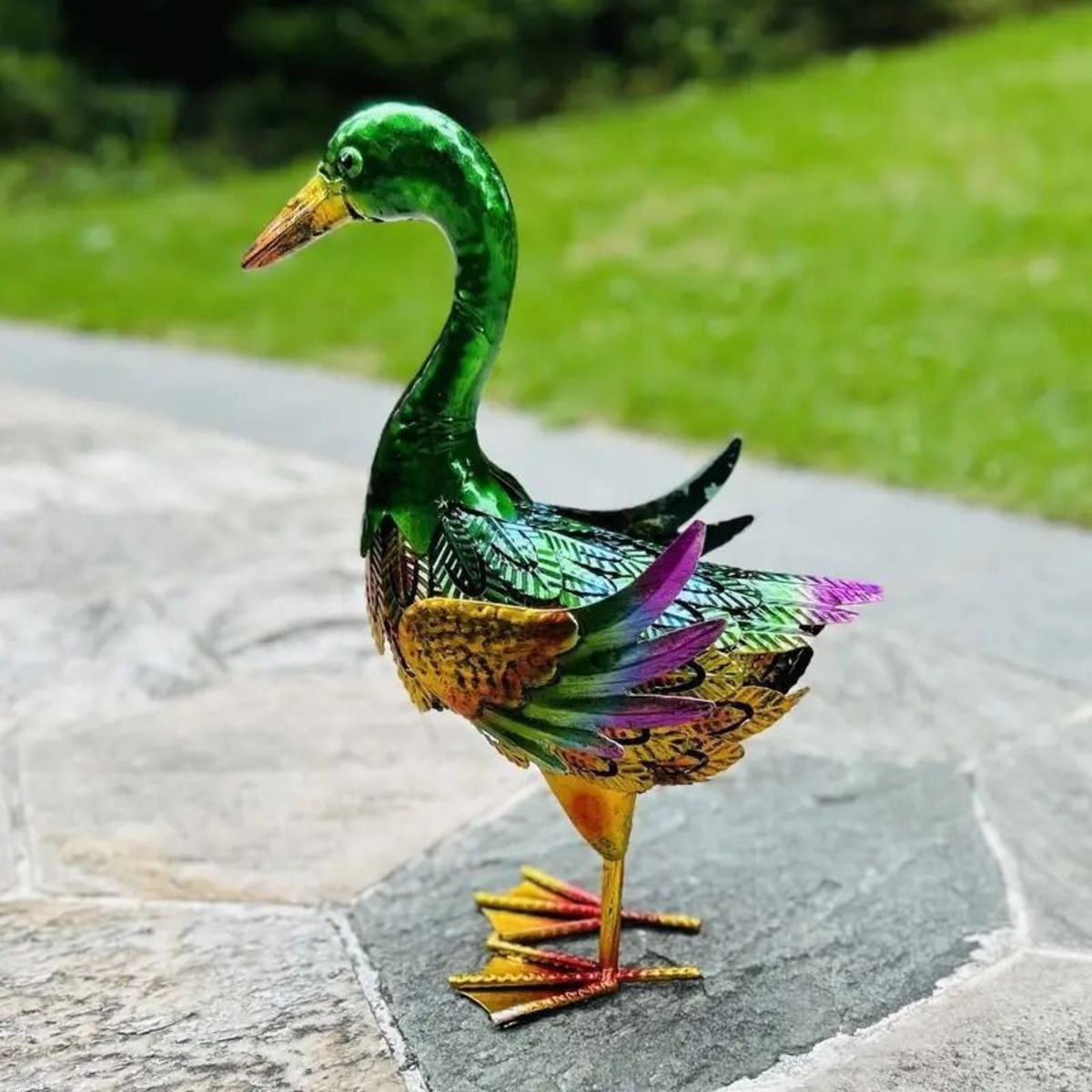 ガーデンオーナメント アヒル カラフル オブジェ ガーデンデコ 鳥 