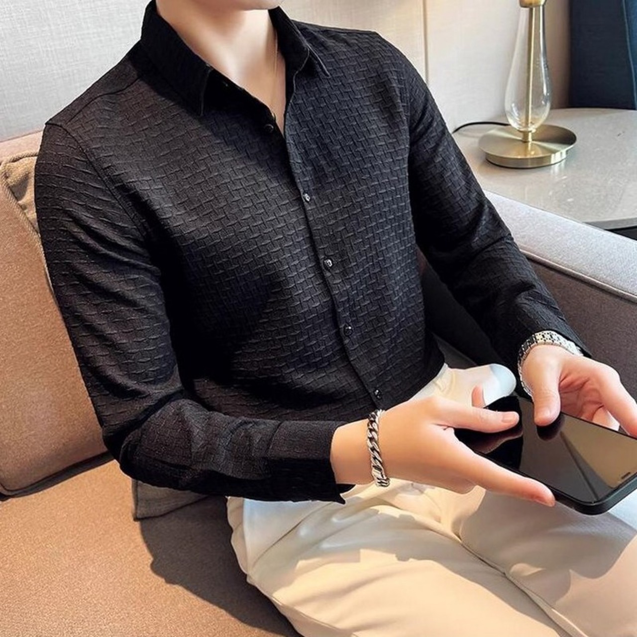 waffle shirt tops 00165