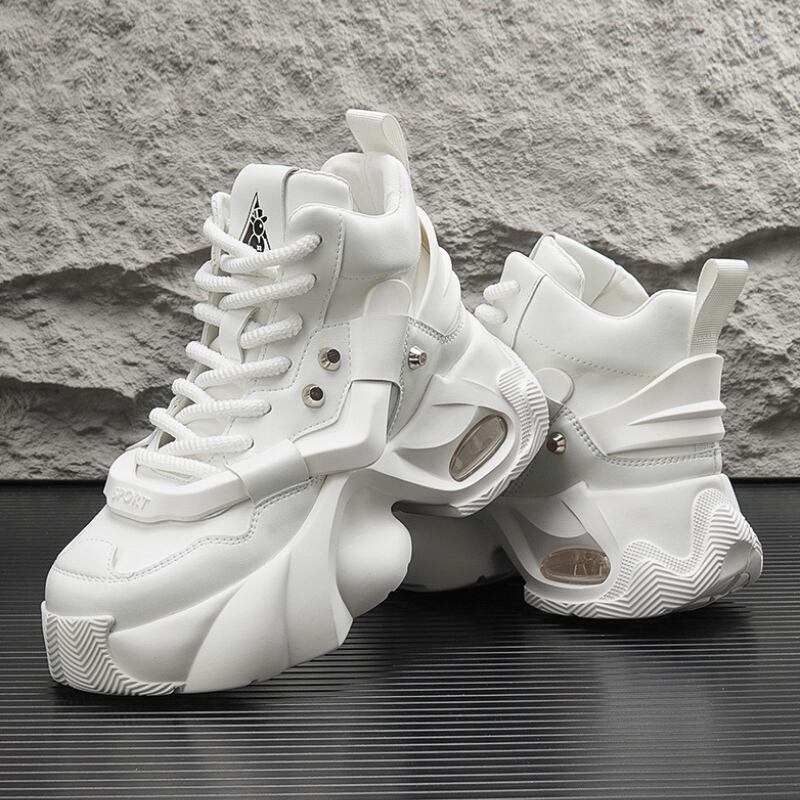 volume sole chunky heel thick sole high cut sneakers mr0507