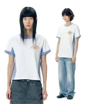 [AMES-WORLDWIDE] SIDE LINE TEE BLUE