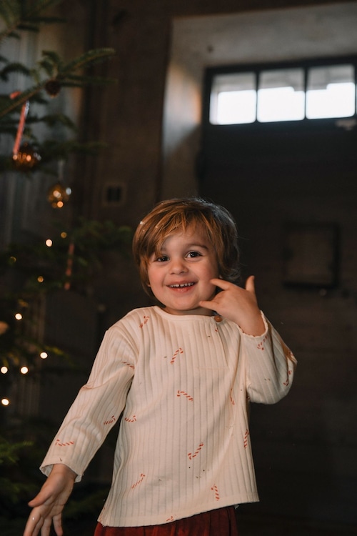 ［6-24M］Studio Boheme Paris  - ORSO T-SHIRT / ECRU - CANDY CANE