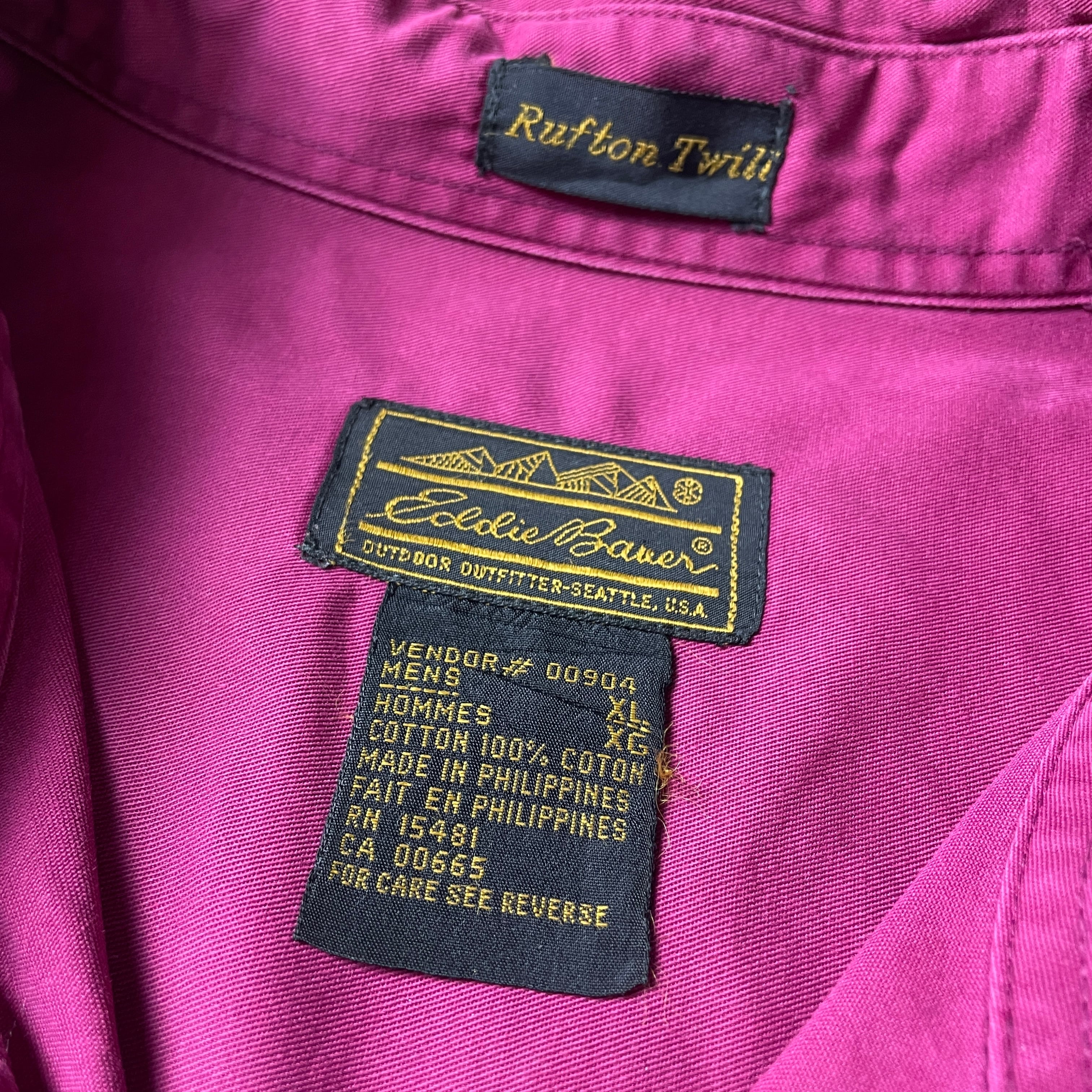 80〜90年代 黒タグ Eddie Bauer エディーバウアー コットンシャツ