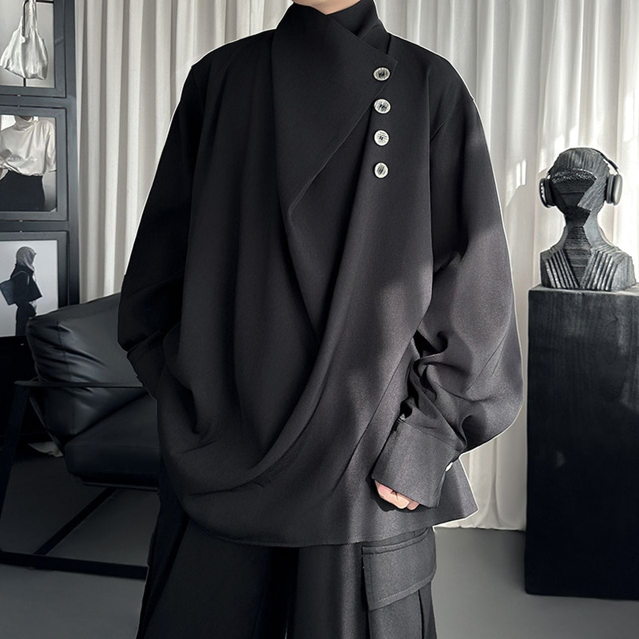 Simple-design casual long-sleeve shirt(MT1681)