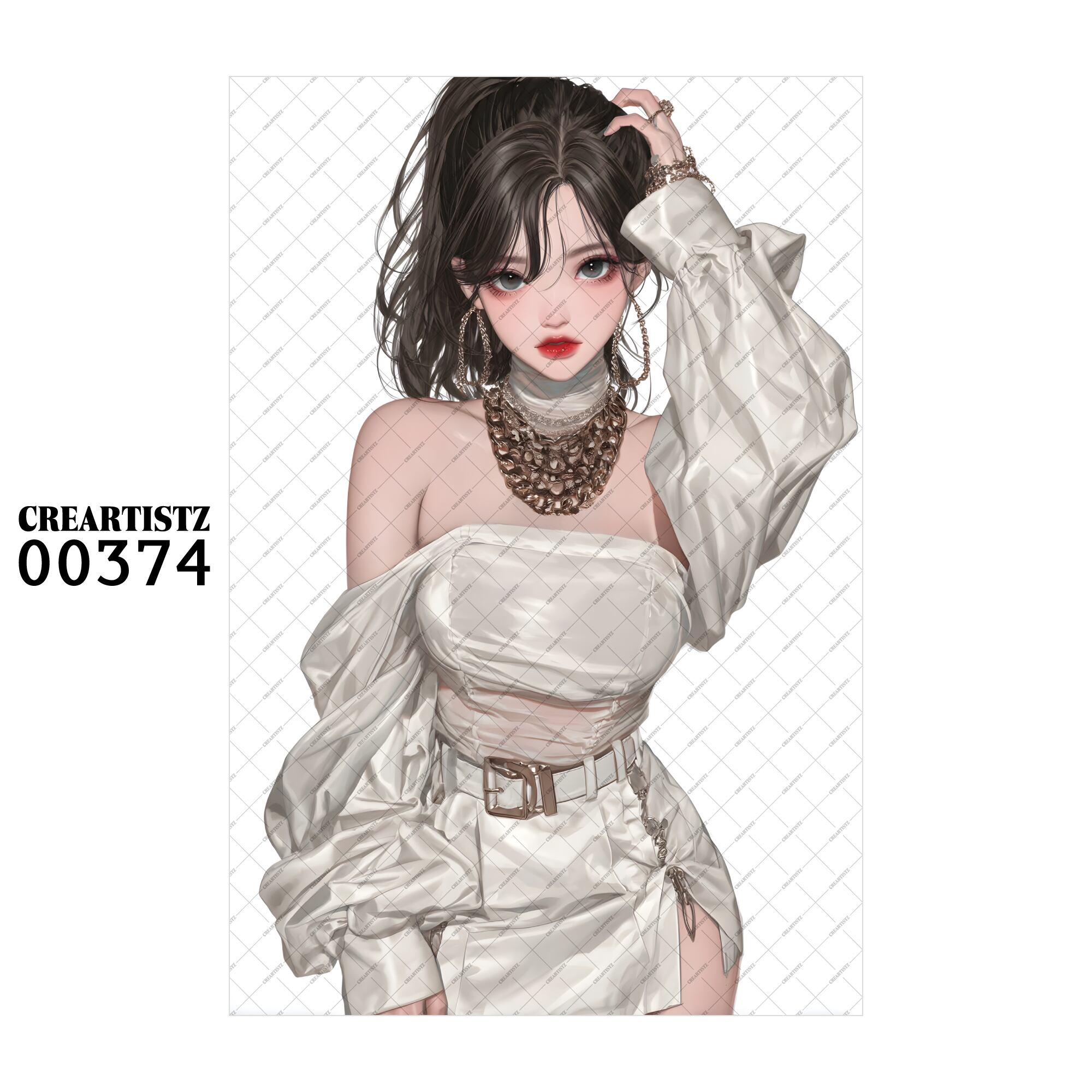 00374 ガール キュート オリジナル ペーパー/ステッカー 4枚セット CREARTISTZ