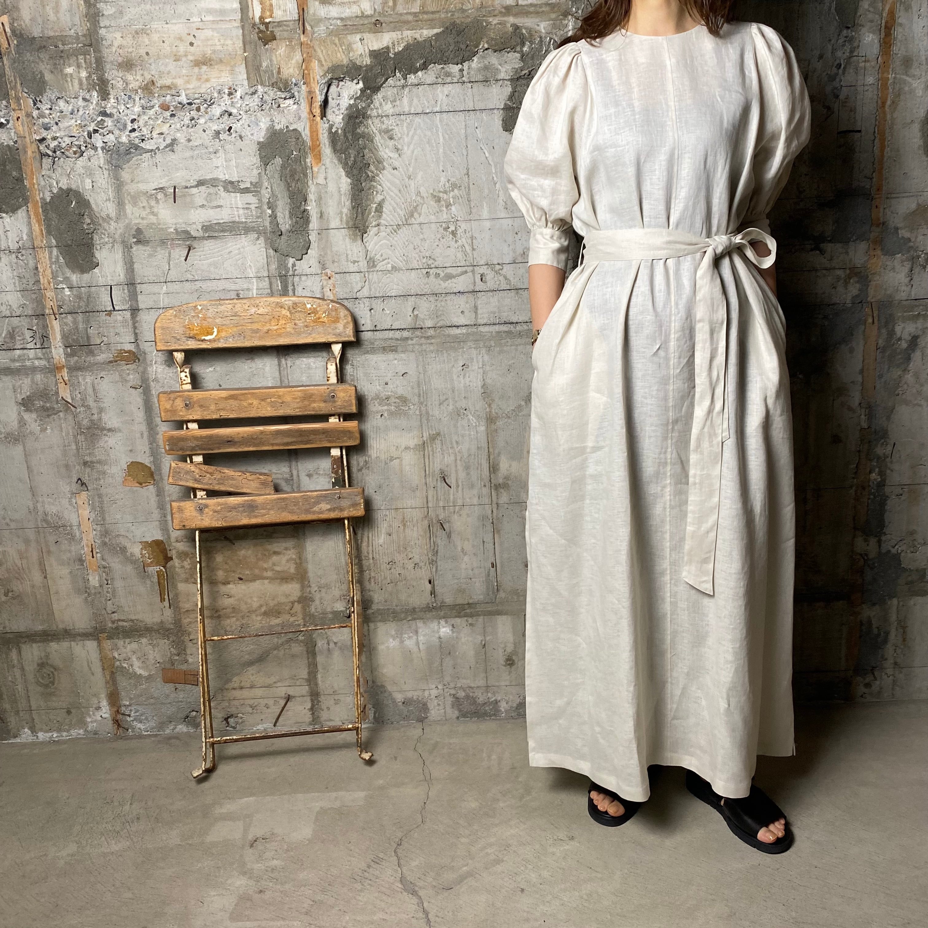 【新品】HYKE LINEN MAXI DRESS サイズ1 OATMEAL