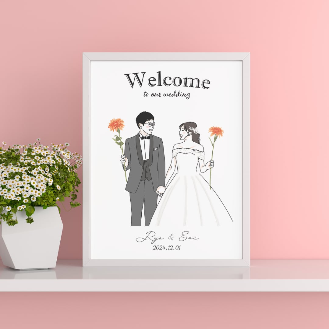 似顔絵オーダー ウェルカムボード 結婚祝い 結婚式 画像 ウェルカム