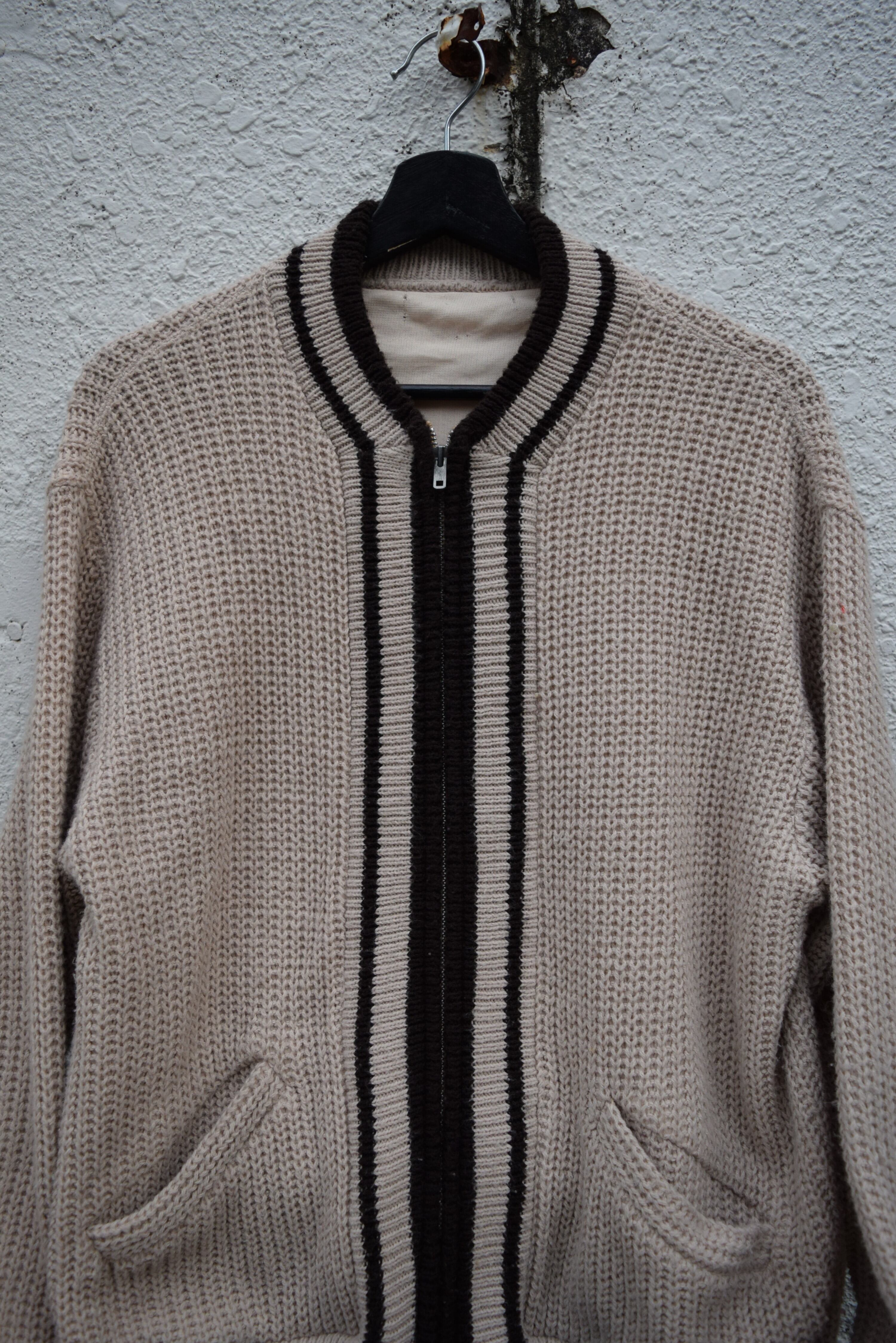 トップス 60s vintage wool cardigan 60s two tone zip up knit cardigan | sasanqua vintage & used clothing